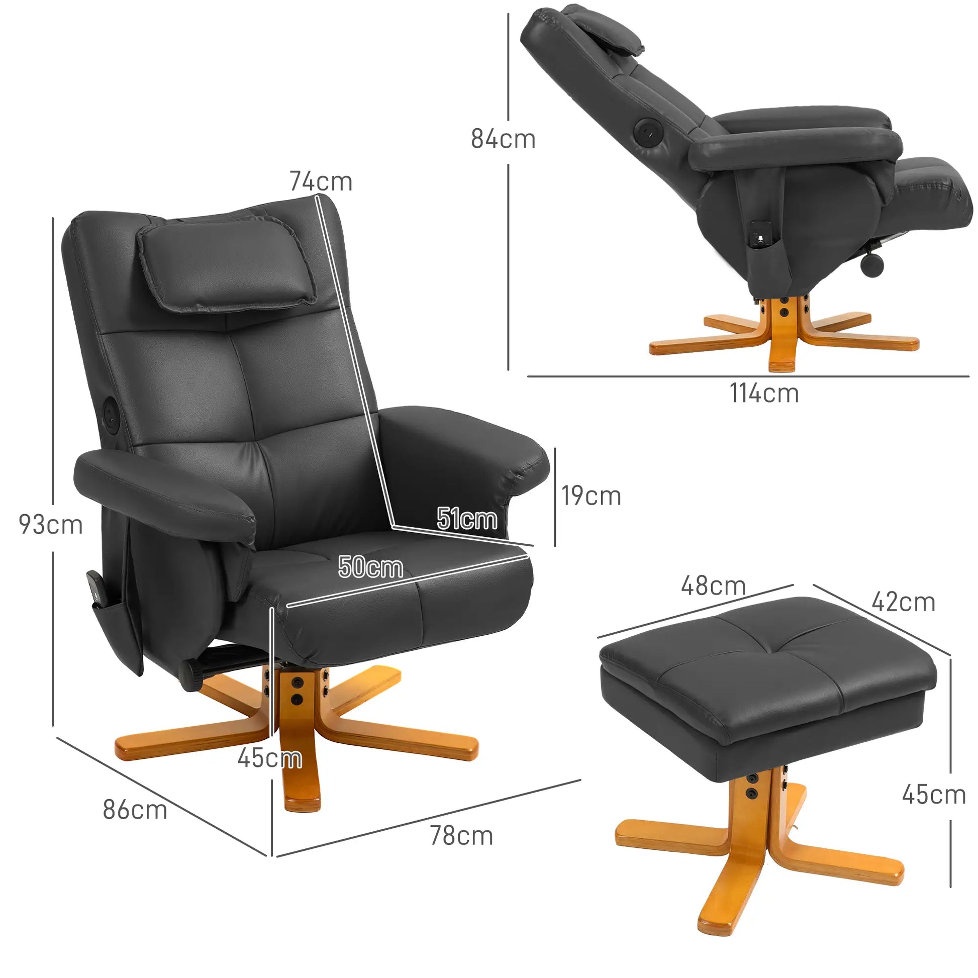 Nancy's Algodres Massagestoel - Massage Fauteuil - Relaxstoel - Zwart - Kunstleer