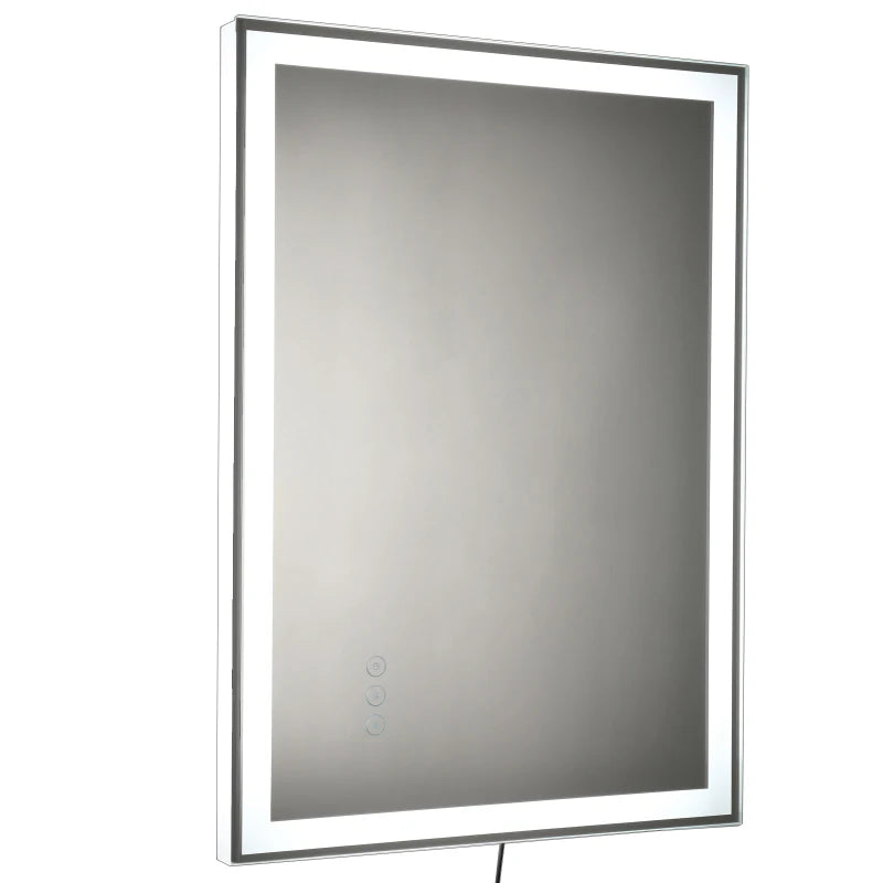 Miroir de salle de bain Nancy's Fradelos - 3 couleurs réglables - Miroir LED - Argent - 70 x 50 cm