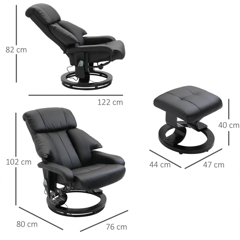 Nancy's Casteloes Massagestoel - Relaxfauteuil - Relaxstoel - Zwart - Imitatieleer