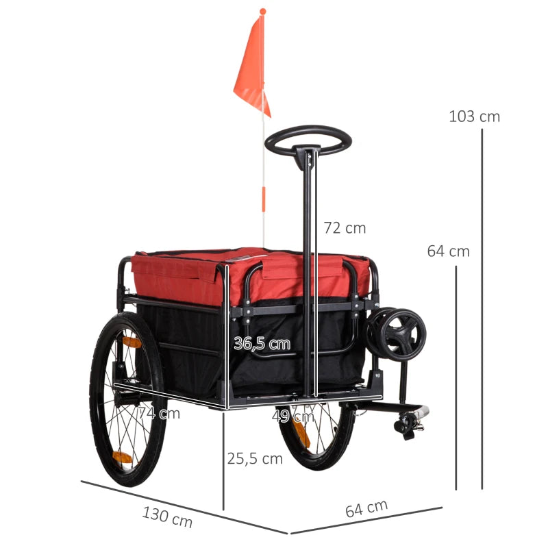 Nancy's Bordighera Fietskar - Fietsaanhangwagen - Transportaanhangwagen - Handkar - ± 130 x 65 x 64-103 cm