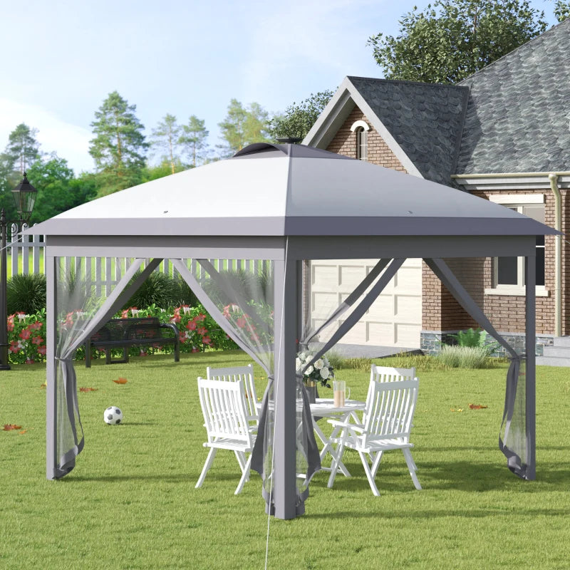 Nancy's Pacos Paviljoen - Party Tent - Tuin Paviljoen - Met LED Verlichting - Grijs - ± 330 x 330 x 290 cm