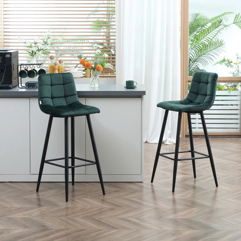 Nancy's Cambra Bar Stools - Bar Chairs - Set of 2 - Green - 42 x 47 x 105 cm