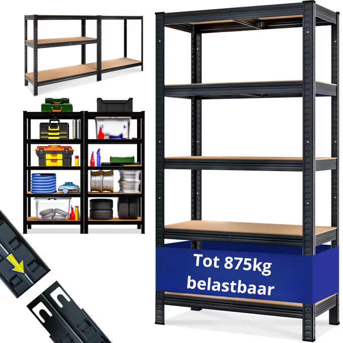 Nancy's Acton Shelving Unit - Storage Rack - Shelving Unit - Black - Steel - 90 x 40 x 180 cm