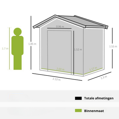 Nancy's Valadares Opbergschuur - Tuinschuur - Gereedschapsschuur - Tuinhuisje - Staal - ± 210 x 130 cm