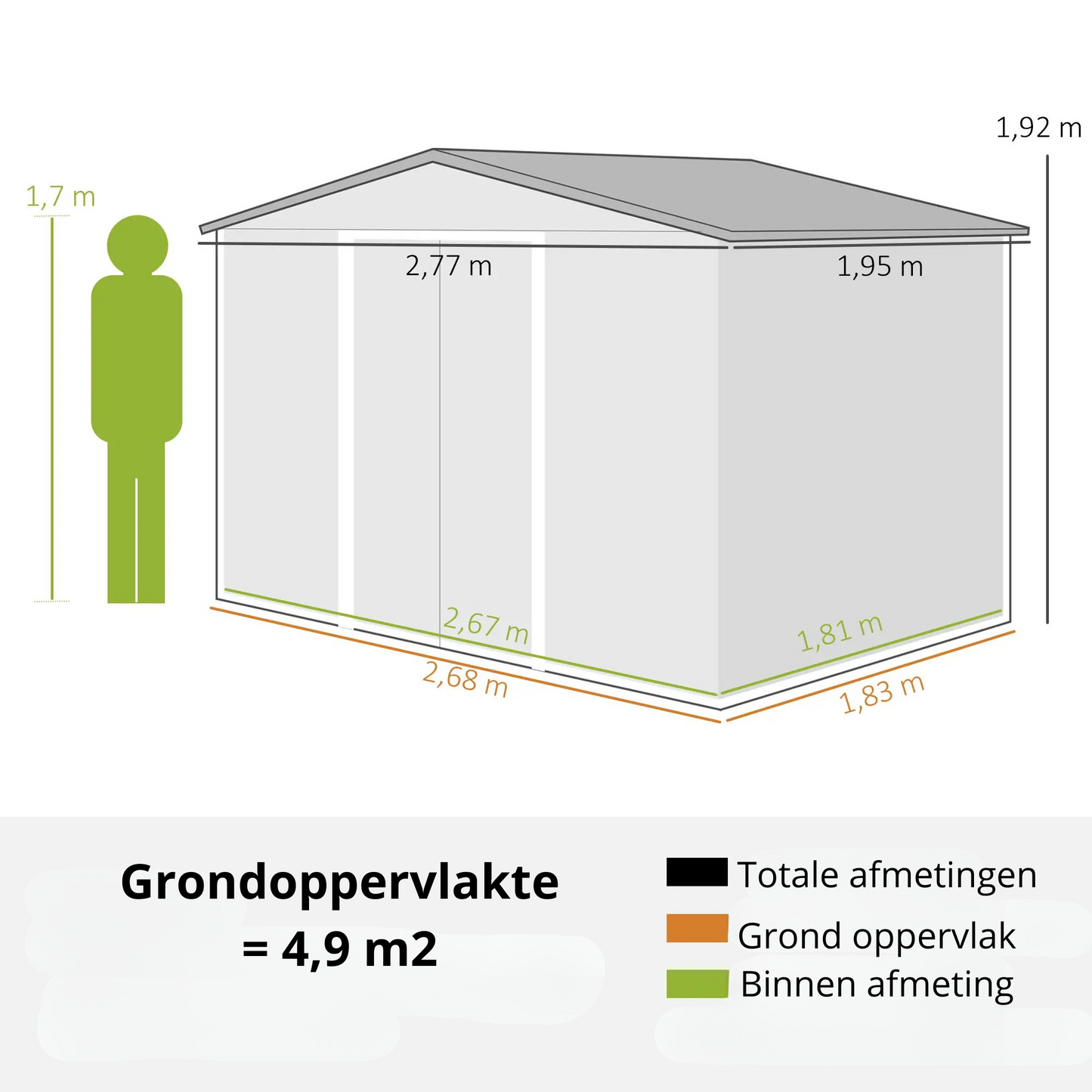 Nancy's Carragozela Opbergschuur - Tuinschuur - Gereedschapsschuur - Grijs - ± 275 x 195 x 190 cm