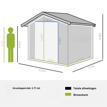 Nancy's Surrey Gereedschapshok met schuifdeuren - Opbergschuur - Tuinschuur - Grijs - ± 210 x 130 cm