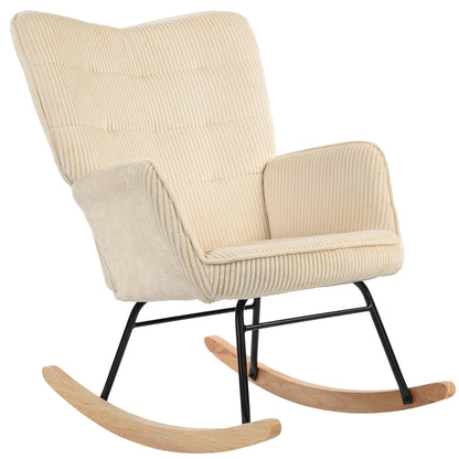 Nancy's Albardo Schommelstoel - Relaxstoel - Loungestoel - Beige - Ribfluweel