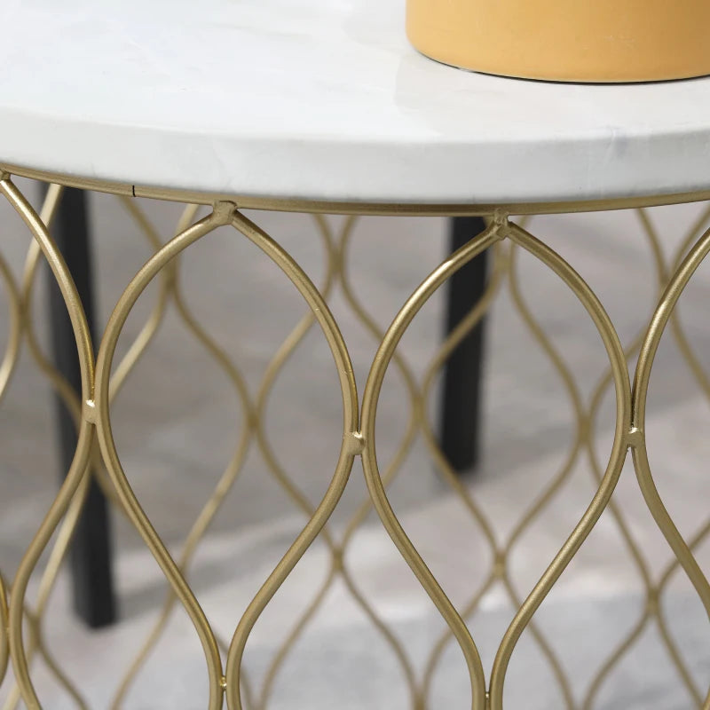 Nancy's Capeludos Coffee Table Set - Side tables - Coffee table - Gold / White - Marble look - Steel