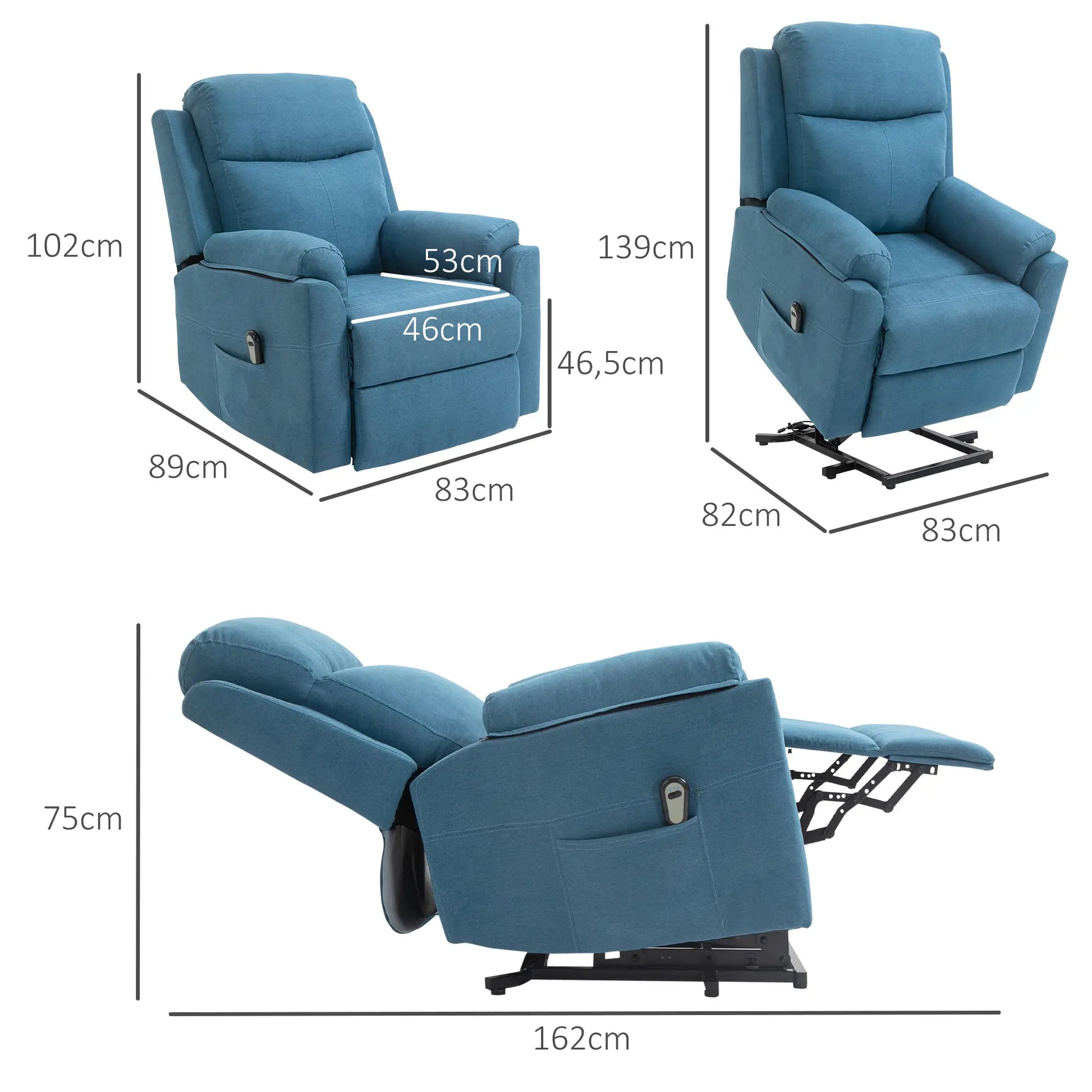 Nancy's Donas Sta op stoel - Opsta stoel - Seniorenstoel - Relaxfauteuil - Blauw