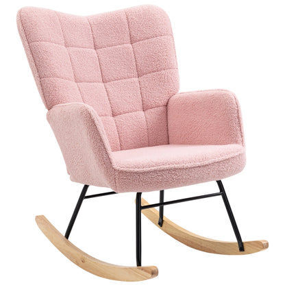 Nancy's Melides Schommelstoel - Loungestoel - Relaxstoel - Roze - Fleece