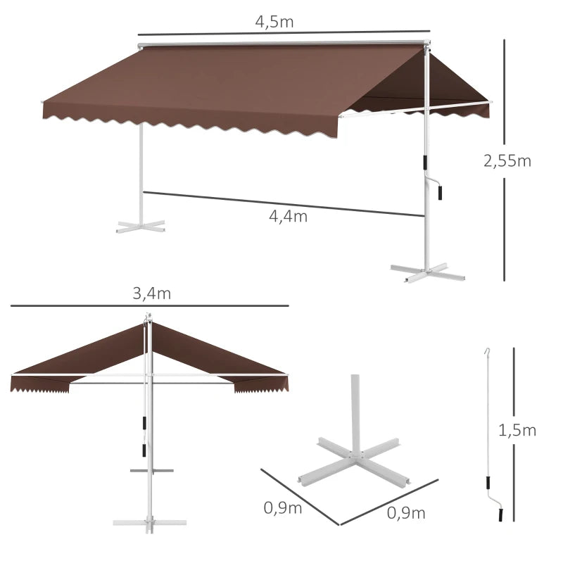 Nancy's Paco Tuinmarkies - Terrasoverkapping - Vrijstaande luifel - Bruin - 450 x 340 cm