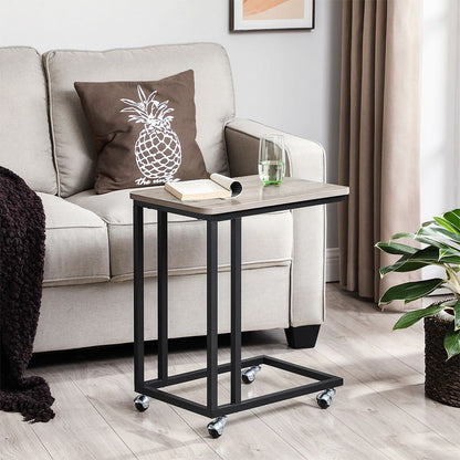 Nancy's Beiriz Side Table on Wheels - Laptop Table - Gray / Black - 50 x 35 x 55 cm