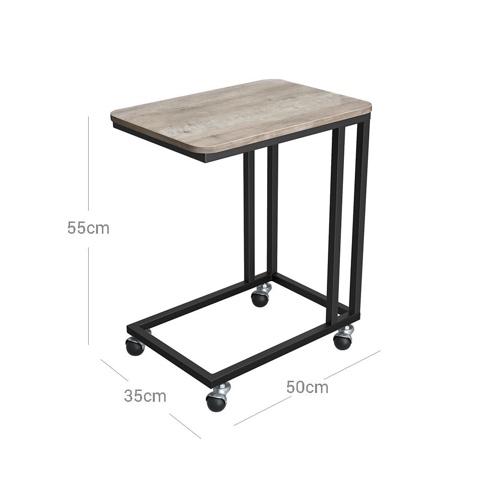 Nancy's Beiriz Side Table on Wheels - Laptop Table - Gray / Black - 50 x 35 x 55 cm