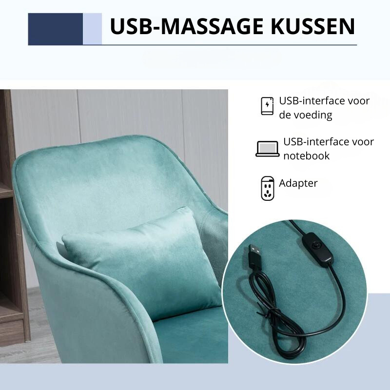 Nancy's Atena Massage Bureaustoel - Massagestoel - Draaistoel - Draaibaar - Groen - Fluweel