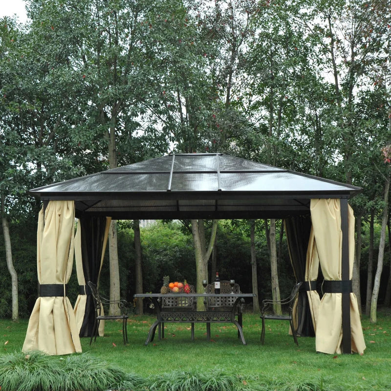 Nancy's Barreiros Pavilion - Party tent - Garden pavilion - Gazebo - Brown / Cream - 420 x 360 x 275 cm