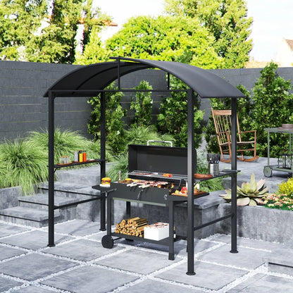 Nancy's Abriola Bbq overkapping - Barbecue Paviljoen - Bbq afdak - Grijs - Staal - ± 230 x 110 x 235 cm