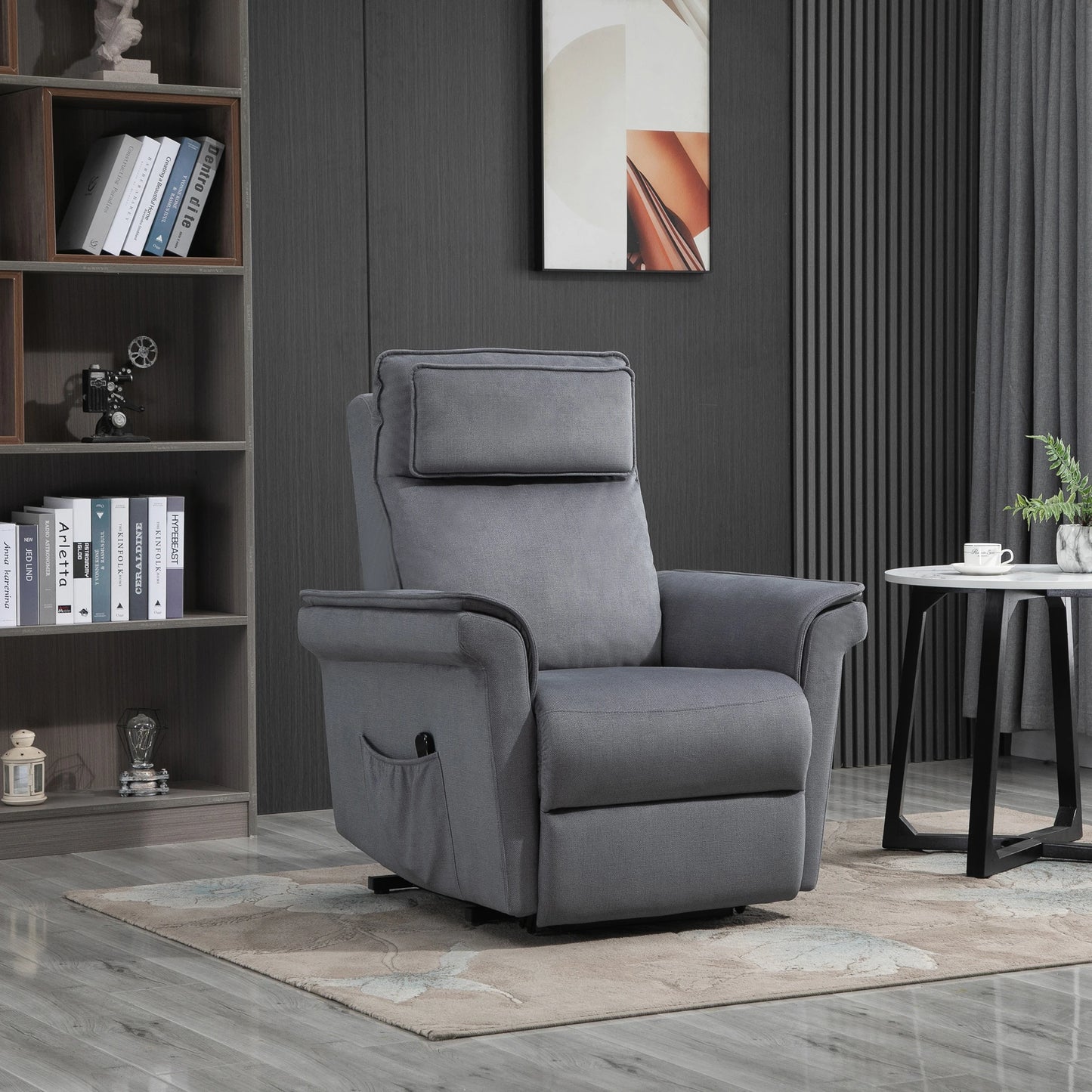 Nancy's Lavacolhos Sta op stoel - Opsta stoel - Seniorenstoel - Massagestoel - Relaxfauteuil - Grijs - Linnen