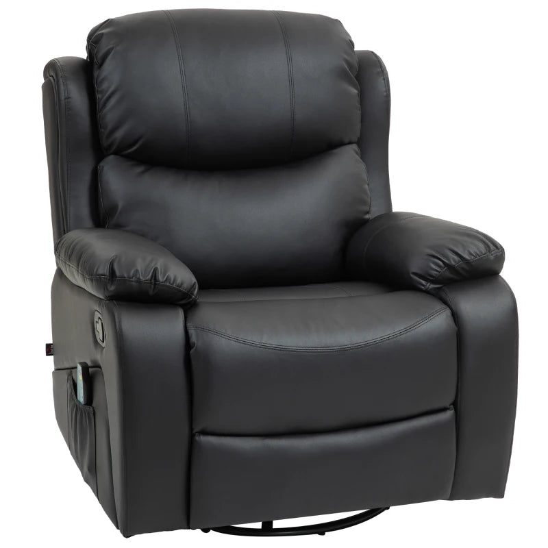 Nancy's Nespereira Massagestoel - Relaxfauteuil - Relaxstoel - Verwarmingsfunctie - Verstelbare Rugleuning - Draaibaar - Zwart - Kunstleer