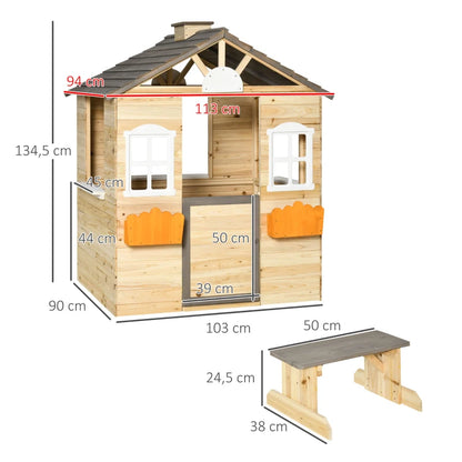 Nancy's Valverde Playhouse - Maison de jeux pour enfants pour l'extérieur - Bois de pin - ± 115 x 95 x 135 cm