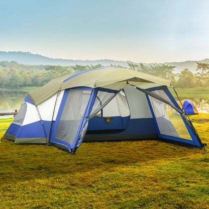 Nancy's Travasso Kampeertent - Camping Tent - 6 tot 8 personen - Blauw - ± 520 x 490 x 240 cm