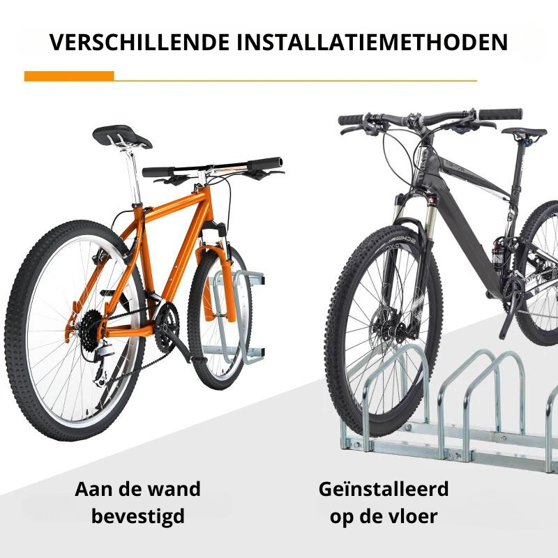 Nancy's Arbus Fietsenrek - Fietsenstandaard voor 6 fietsen - Zwart - Staal - ± 180 x 30 x 30 cm