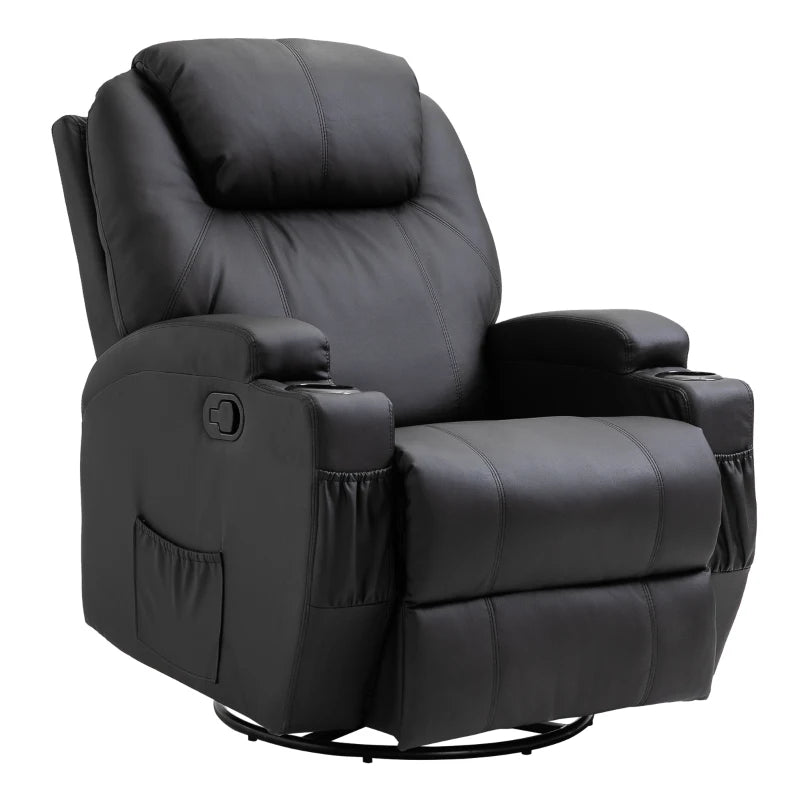 Nancy's Leitoes Massagestoel - Relaxfauteuil - Relaxstoel - Schommelfunctie - Verstelbare Rugleuning - Draaibaar - Zwart - Kunstleer