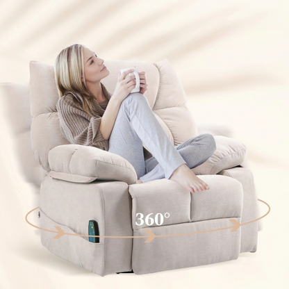 Nancy's Monte Relaxfauteuil - Relaxstoel - Elektrisch - Massagestoel - Draaibaar - Schommelfunctie - Beige