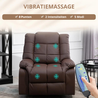 Nancy's Alfero Massagestoel - Relaxstoel - Relaxfauteuil - Met Afstandsbediening - Verstelbare Rugleuning - Bruin - Kunstleer