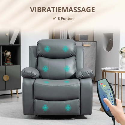 Nancy's Alfonsine Massagestoel - Relaxstoel - Relaxfauteuil - Verstelbare Rugleuning - Voetensteun - Grijs - Kunstleer