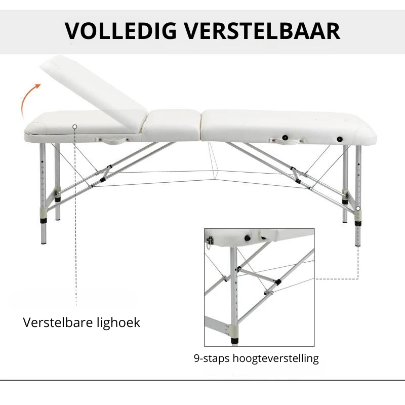 Nancy's Alviano Massagetafel - Behandeltafel - In hoogte verstelbaar - Opvouwbaar - Wit