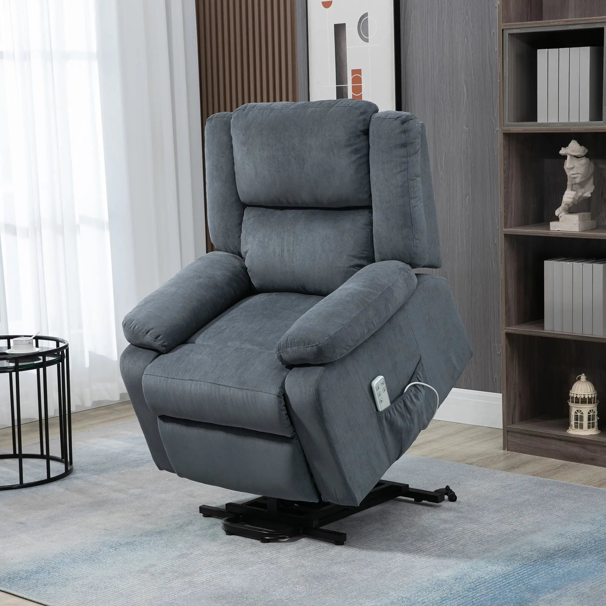 Nancy's Silvares Sta op stoel - Opsta stoel - Seniorenstoel - Relaxfauteuil -  Grijs - Pluche