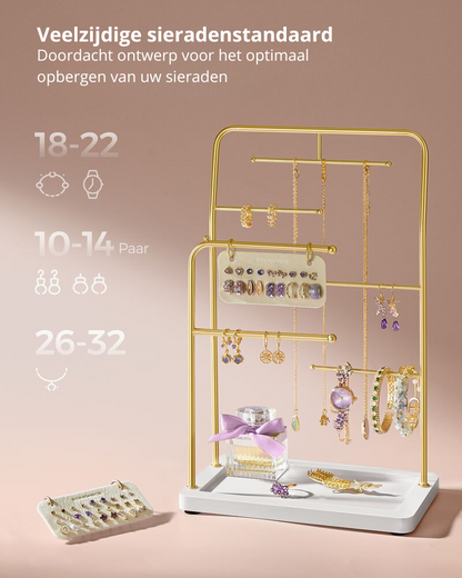 Nancy's Casegas Sieradenhouder - Sieraden rek - Sieradenstandaard - Goud - Staal / Fluweel - Nancy Homestore