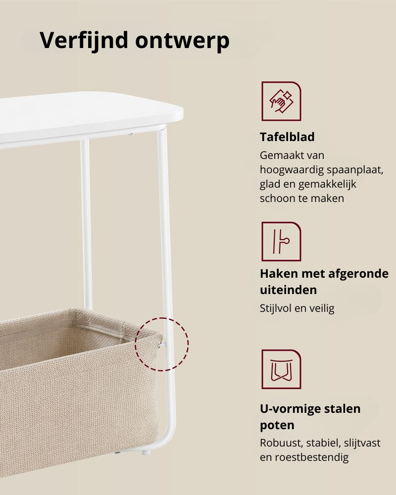 Nancy's Beinette Side table - Coffee table - Bedside table - White / Camel brown - 60 x 30 x 60 cm