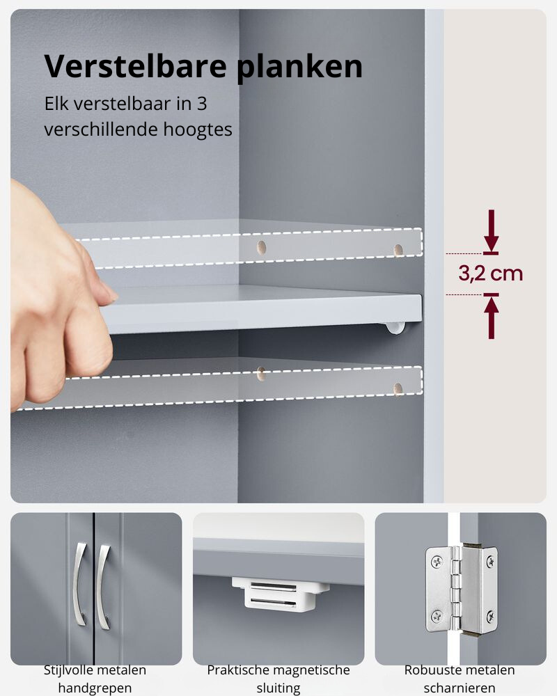 Nancy's Besozzo Badkamerkast Hangend - Badkamermeubel - Grijs - ± 60 x 20 x 60 cm