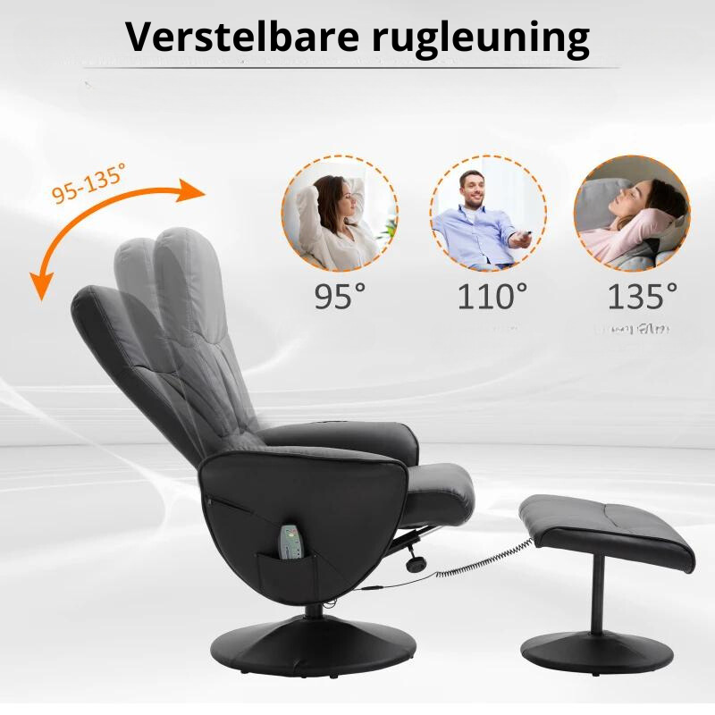 Nancy's Gominhaes Massagestoel - Relaxfauteuil - Relaxstoel - Draaibaar - Verstelbare Rugleuning - Zwart - Kunstleer