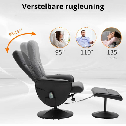 Nancy's Gominhaes Massagestoel - Relaxfauteuil - Relaxstoel - Draaibaar - Verstelbare Rugleuning - Zwart - Kunstleer