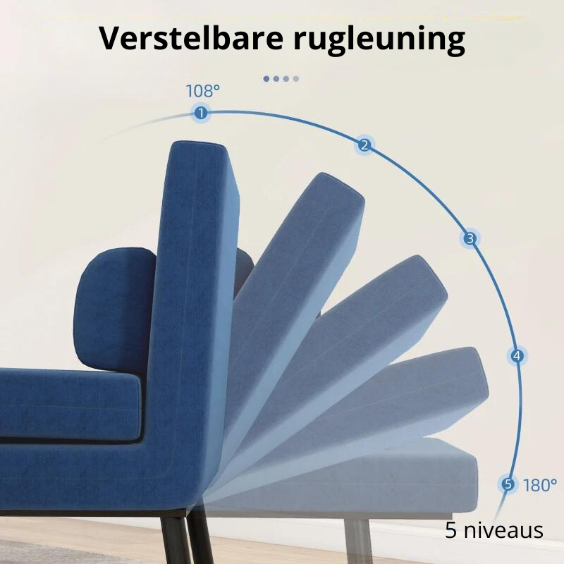 Nancy's Valongo Logeerbed - Bedfauteuil - Opklapbaar - Blauw - 180 x 75 x 25 cm