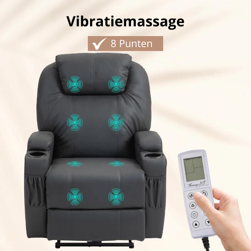 Nancy's Mesao Massagestoel - Relaxfauteuil - Relaxstoel - Bioscoopstoel - Verstelbare Rugleuning - Voetensteun - Grijs - Kunstleer