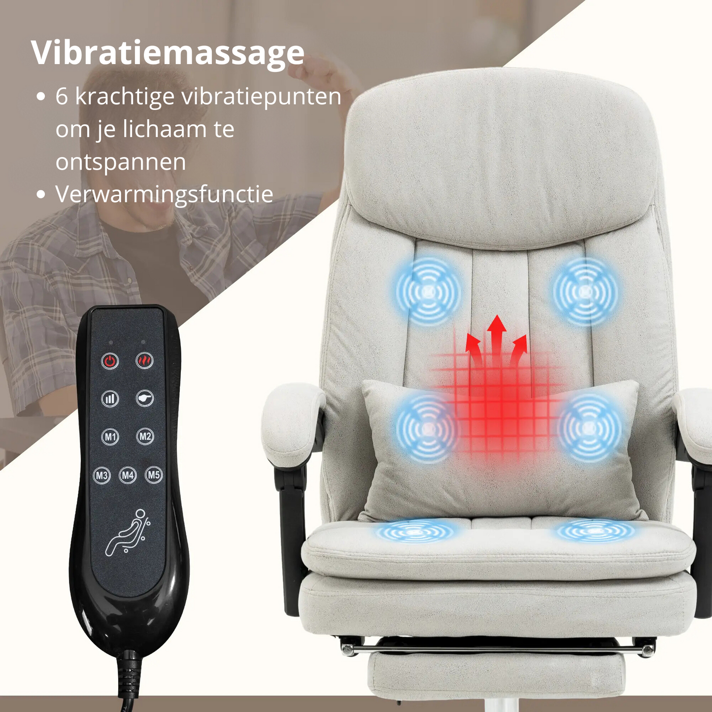 Nancy's Alcafozes Massage Bureaustoel - Massagestoel - Ergonomisch - Crèmewit