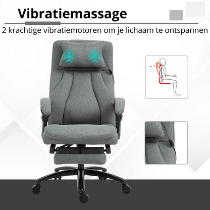 Nancy's Ladoeiro Massage Bureaustoel - Massagekussen - Verstelbaar - Ergonomisch - Grijs - Linnen