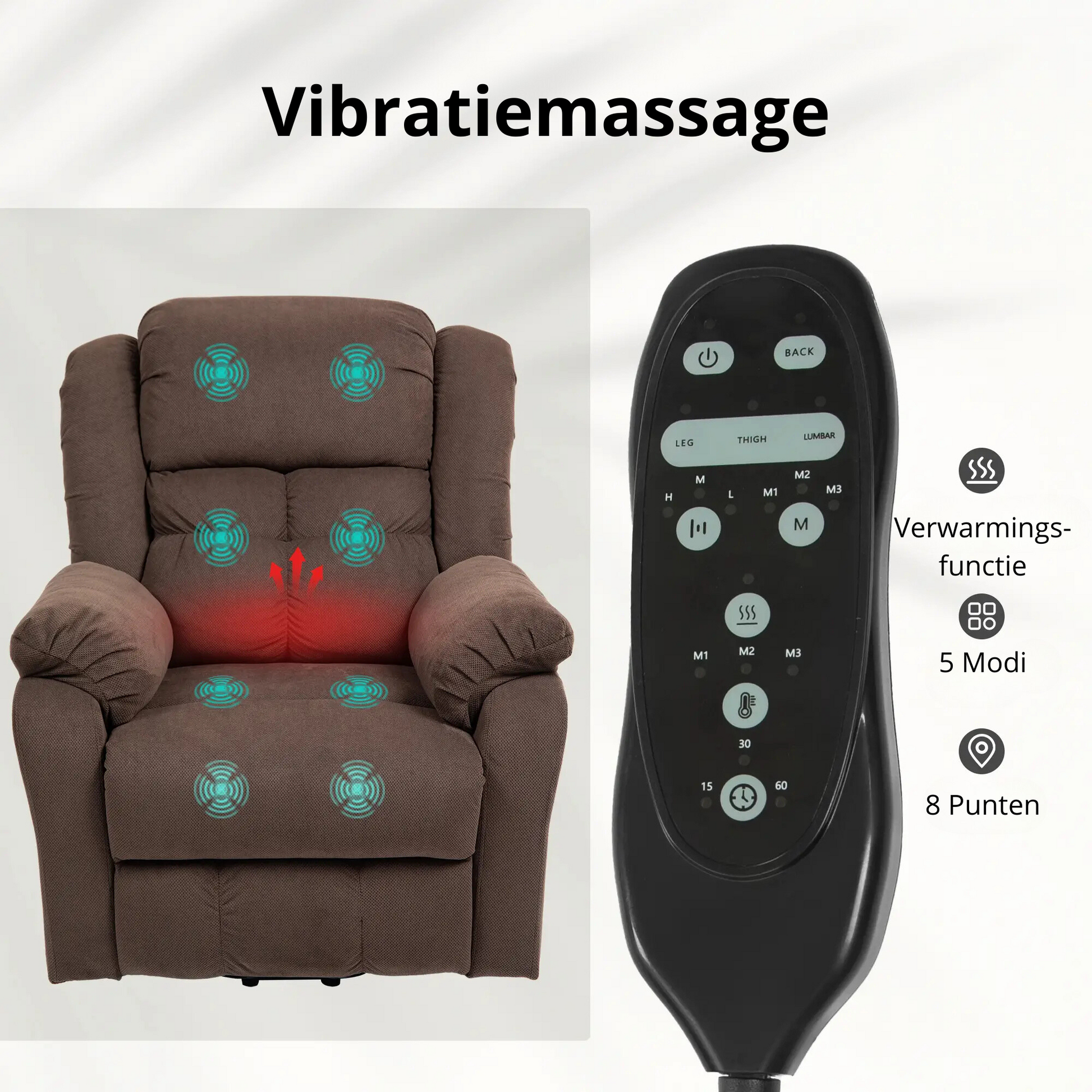 Nancy's Urgezes Sta op Stoel - Opsta stoel - Massagestoel - Seniorenstoel - Relaxfauteuil - Bruin - Fluweel