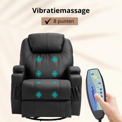 Nancy's Leitoes Massagestoel - Relaxfauteuil - Relaxstoel - Schommelfunctie - Verstelbare Rugleuning - Draaibaar - Zwart - Kunstleer