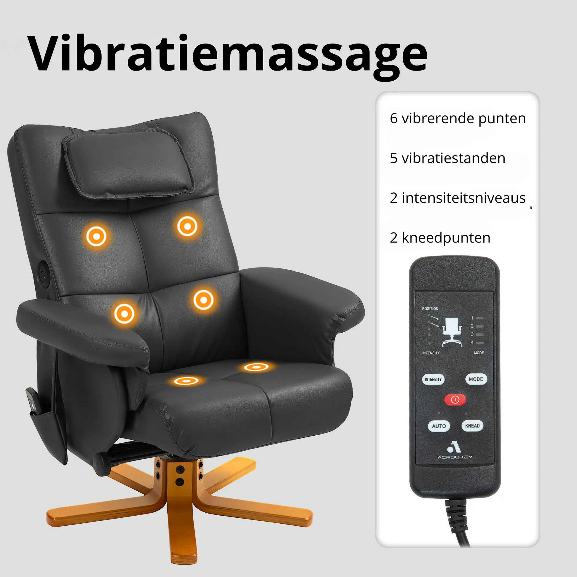 Nancy's Algodres Massagestoel - Massage Fauteuil - Relaxstoel - Zwart - Kunstleer