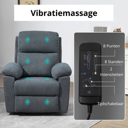 Nancy's Funchal Sta op stoel - Opsta stoel - Seniorenstoel -Massagestoel - Relaxfauteuil - Grijs - Linnen