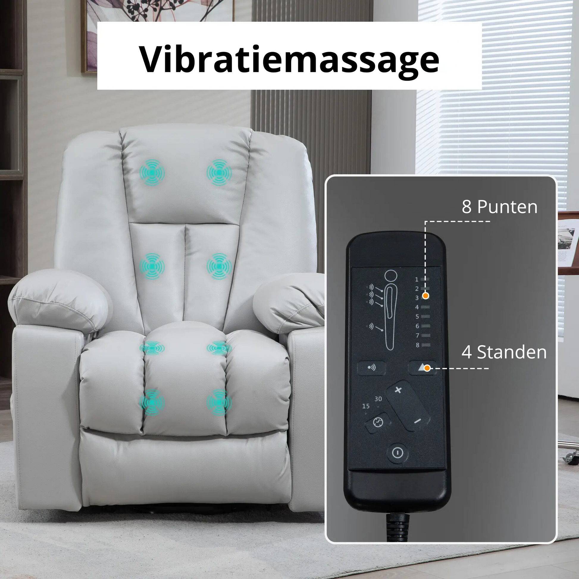 Nancy's Imaculado Sta op stoel - Opsta stoel - Seniorenstoel - Massagestoel - Relaxfauteuil - Grijs