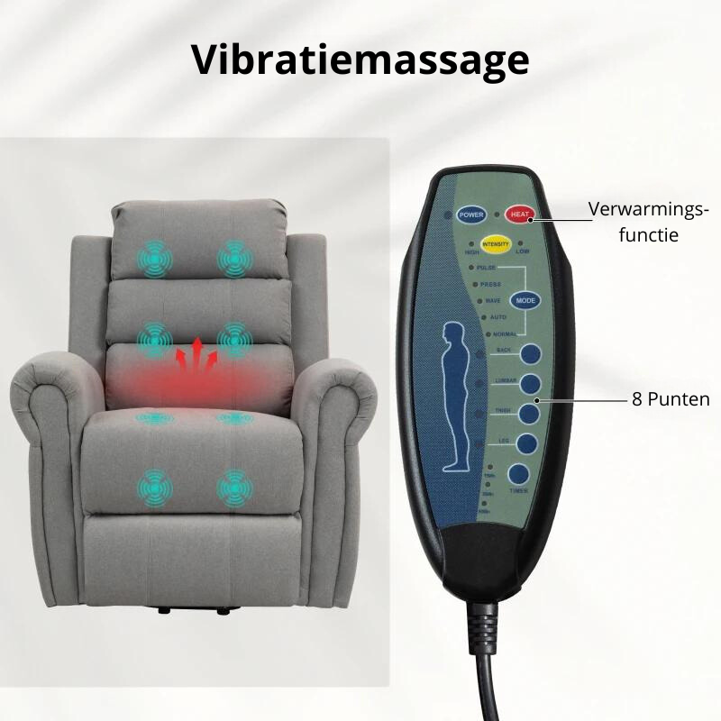 Nancy's Lordelo Massagestoel - Relaxfauteuil - Relaxstoel - Elektrisch - Warmtefunctie - Verstelbare Rugleuning - Grijs