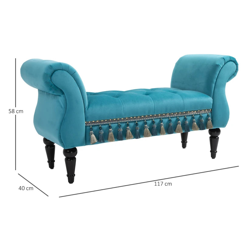 Banc Argelato de Nancy - Banc - Banc de couloir - Bleu - Velours - ± 120 x 40 x 60 cm