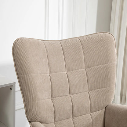 Nancy's Pelariga Relaxfauteuil met Hocker - Relaxstoel - Loungestoel - Lichtbruin - Ribfluweel