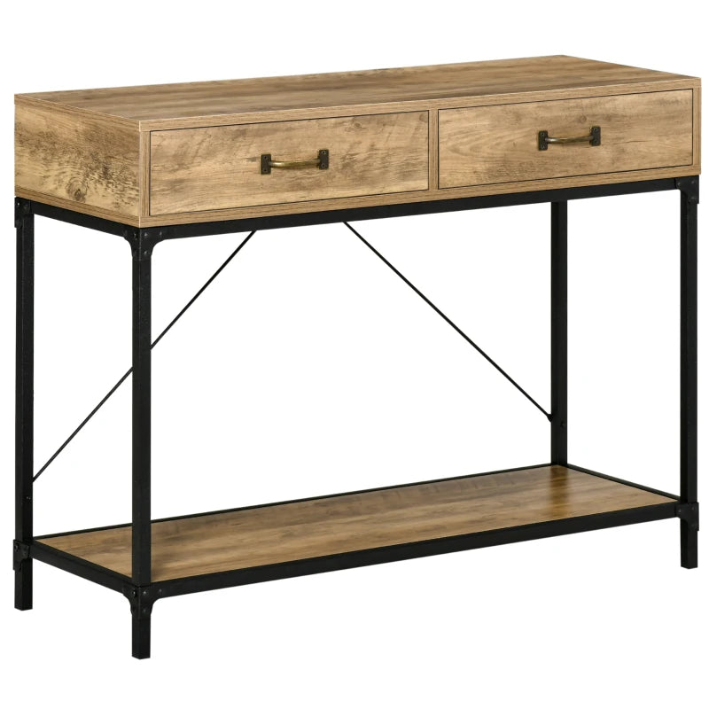 Nancy's Boivaes Sidetable - Consoletafel - Bijzettafel - Bruin / Zwart - Staal - ± 100 x 35 x 75 cm