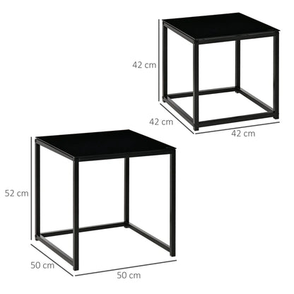 Nancy's Nogueiras Coffee Table Set - Coffee Table Set - Side Tables - Black - Glass / Steel